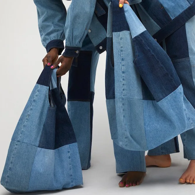 Primavera estate 2023 borsa in Denim con cuciture abbinate ai colori delle nuove donne borsa per la spesa Versatile di grande capacità per adulti