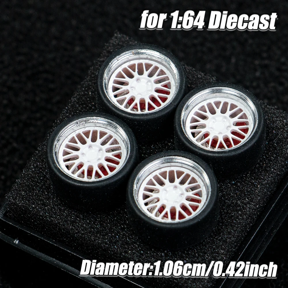 1:64 Maßstab Modellauto-Räder, 4 Stück 1 Set, 3D-gedruckte Harzfelgen mit Gummireifen für MINI GT Tomica JDM Auto-Upgrade – Detail 10