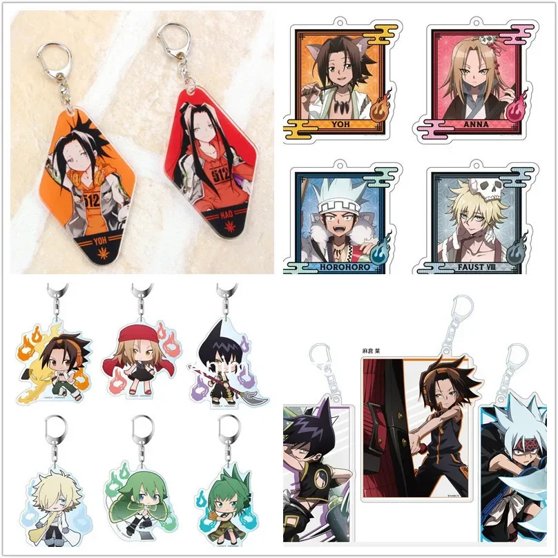 LLavero de Anime figura muñeca Asakura Yoh Hao Kyoyama Anna Amidamaru llavero acrílico colgante de bolso para regalo