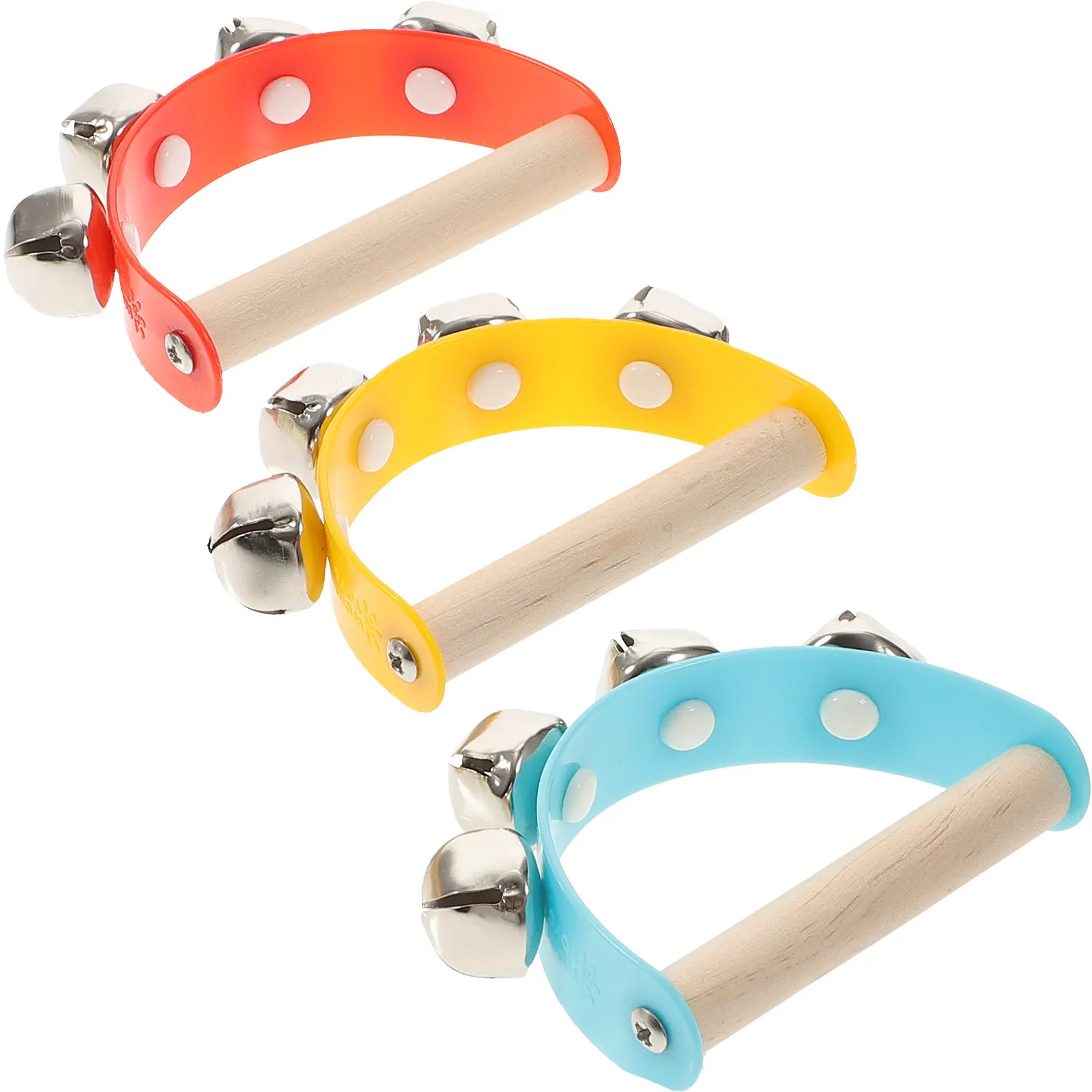 3Pcs Handbell Shaking Instrument Creative Percussion Musical Accessory for Baby Sensory Party Stage Performance Fun Tambourine