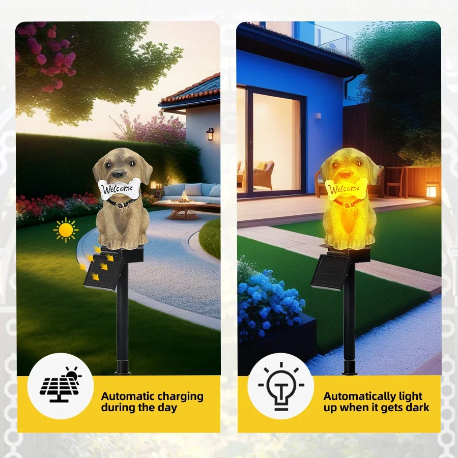 Solar Powered Resin Dog Bird Owl Lawn Lamp Solar Led Light Outdoor Garden Decoration Lamp Waterproof Solar Lights