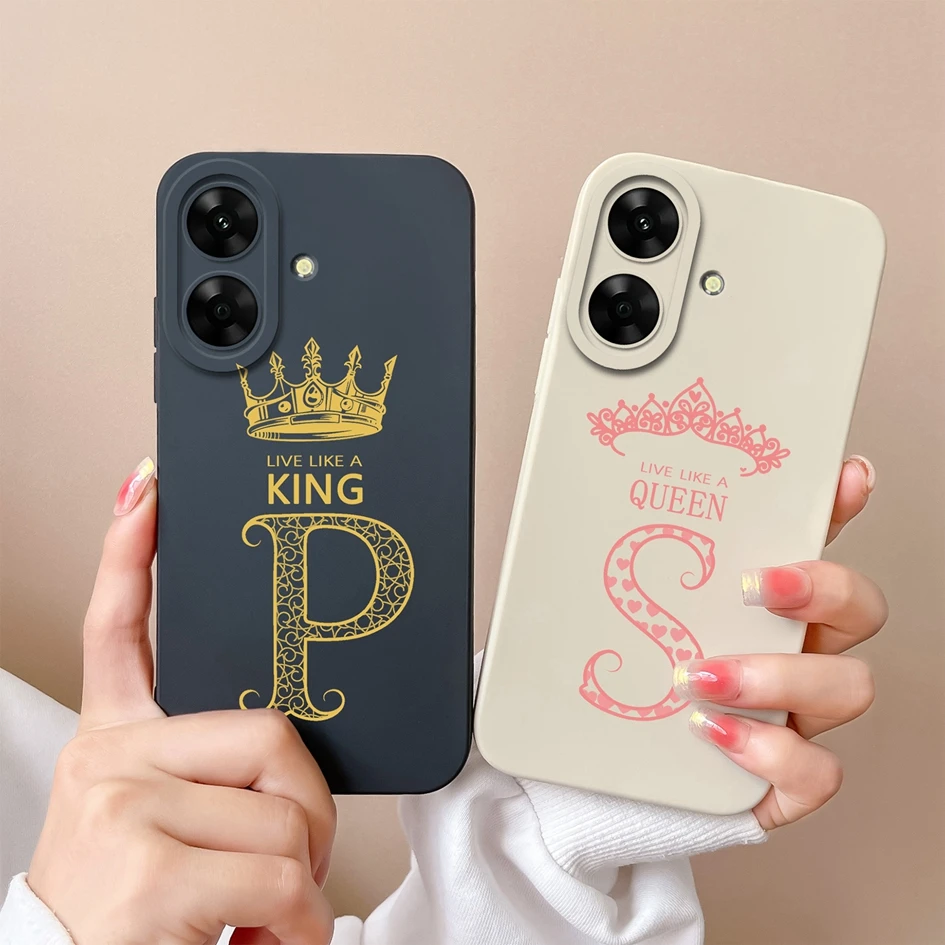 For Oppo Realme C61 (India) Case RMX3939 Cover Soft Silicone Fashion Crown Queen Letters Lens Protection Phone Bags Funda Coques