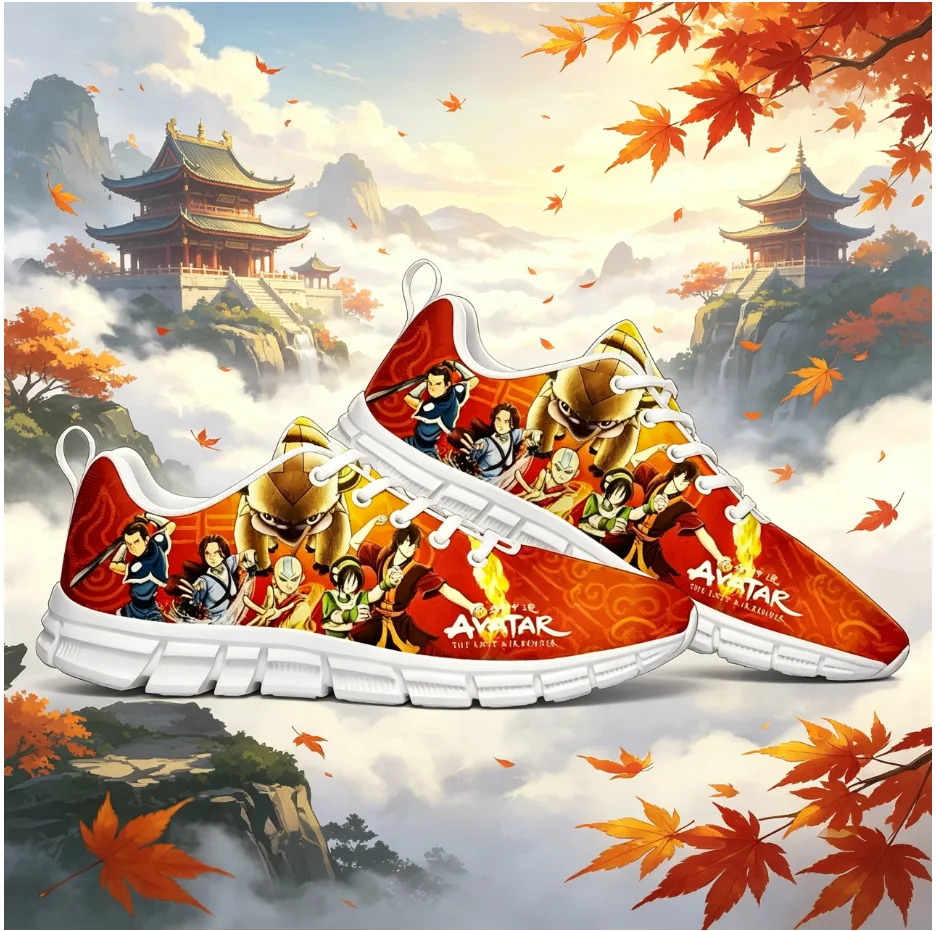 Zapatillas Personalizadas de Avatar: La Leyenda de Aang, con Estampado de Anime, Ligeras, Punta Ancha, Unisex, para Caminar al Aire Libre