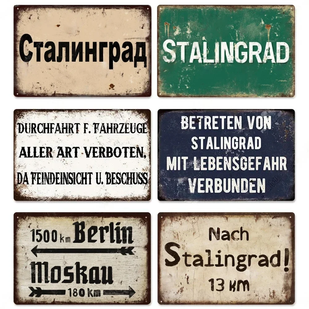 Russian Stalingrad WW II History Metal Tin Signs Decor Vintage Landmark Wall Room Decorative Plaque for Bar Pub Club