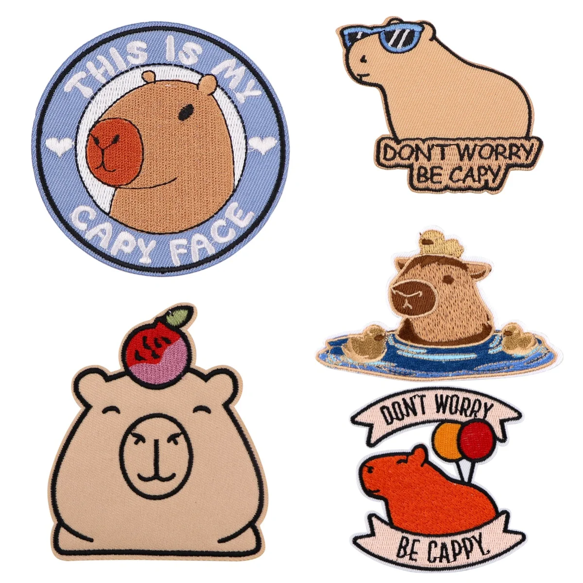 

Cute Capybara Embroidery Patch Iron On Patches For Clothing Thermoadhesive Patches For Jackets Sewing DIY Sticker Gifts
