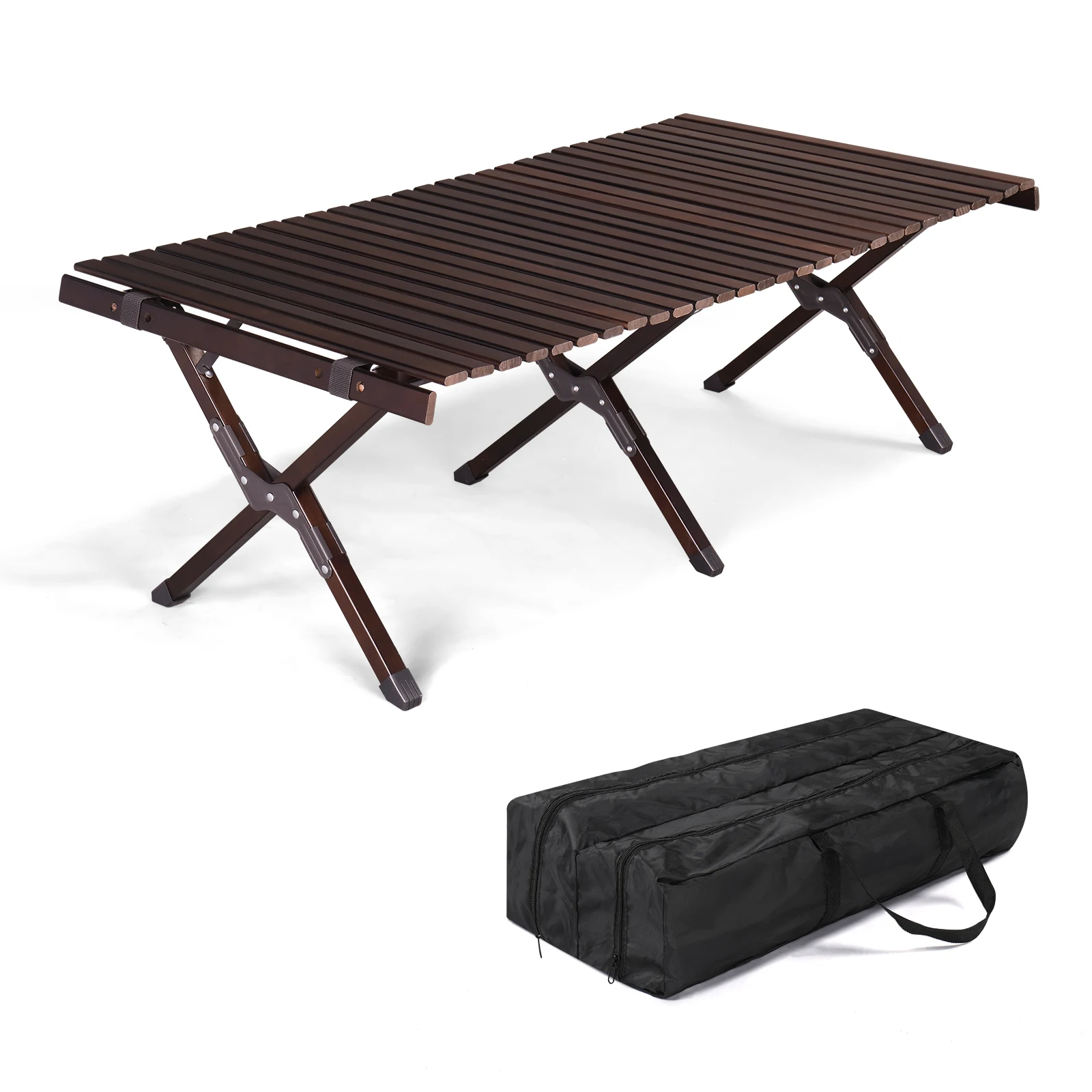 

120*60*40cm Wooden Camping Roll Table