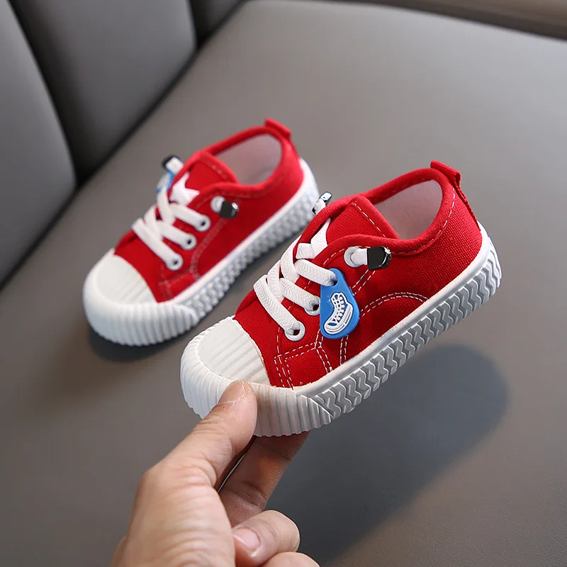 Kids Canvas Shoes 2023 Spring Toddler Infant Boys Sneakers Girls Candy Color Casual Shoes Children Soft Bottom Anti Slip Flats