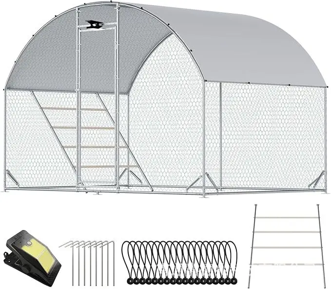outdoor breeding metal chicken coop galvanized steel pipe 2 * 3 * 2m dome with light full coverage rain cloth chicken coop