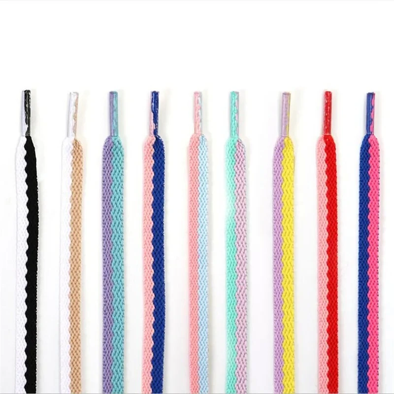 Two-tone Flat Shoelaces Classic Woven Cutout Sneakers Color Block Shoelace Flat Suitable For All Shoes Lace Adult Children