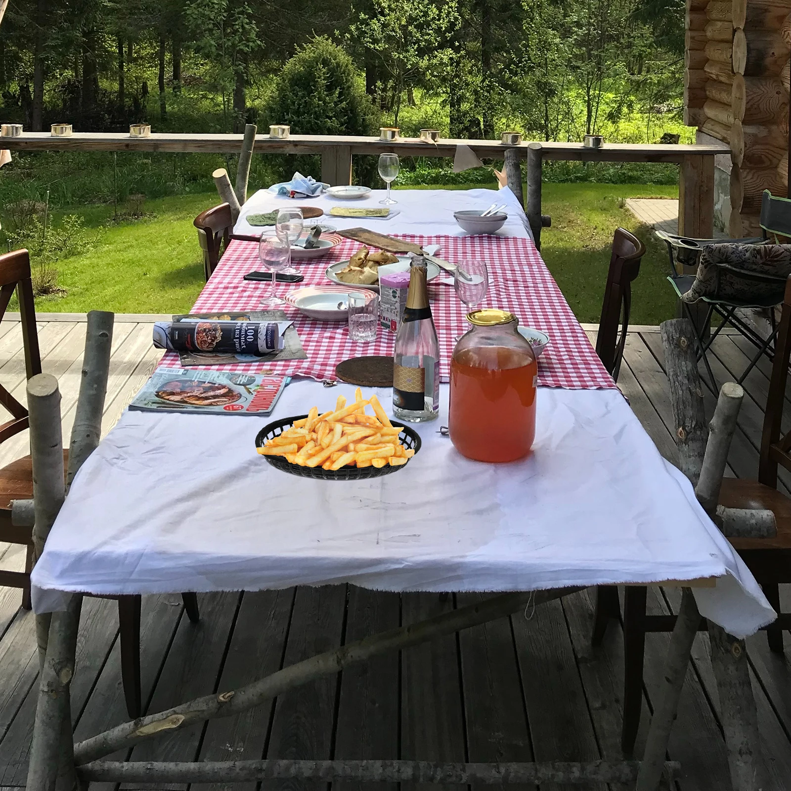 

4pcs White Storage Baskets Snack Trays Fruit Plates Plastic Veggie Fryer PP Easy Clean Practical Decorative