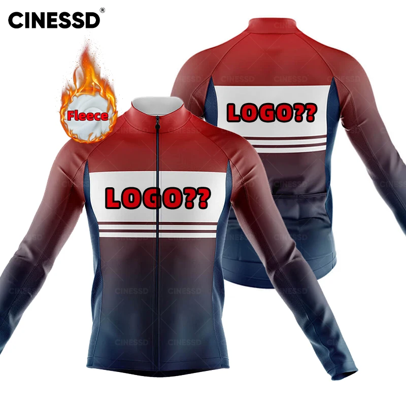 2024 New Personalized Customized Team Cycling Jersey Winter Thermal Fleece Long Sleeve MTB Bike Cycling Clothing DIY Design