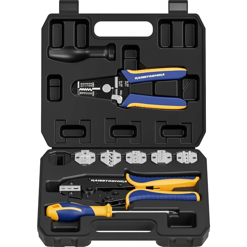 

8PCS Ratchet Wire Crimping Tool Set for Heat Shrink, Insulated, Non-Insulated Terminals and Solar Connectors