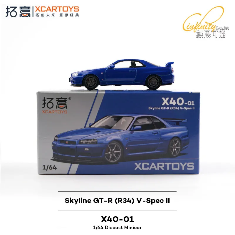 Xcartoys 1:64 GT-R R34-V-Spec /400R Blue Diecast Model Car