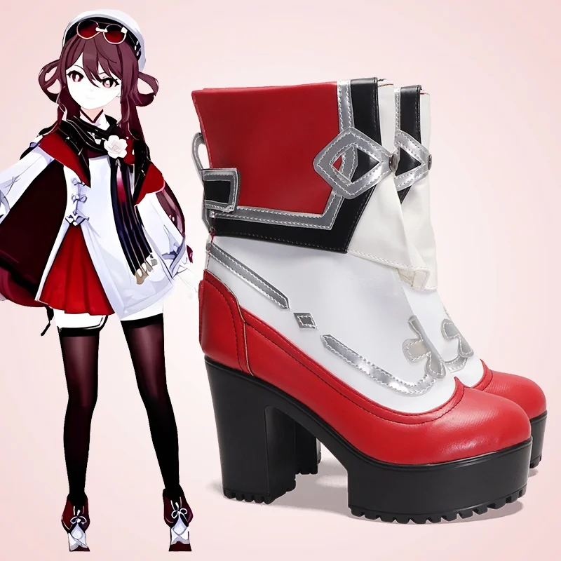 

Игра Genshin Impact Lantern Rite Hutao Обувь для косплея Hu Tao Cherries Snow Laden Shoes Красные костюмы Обувь на Новый год