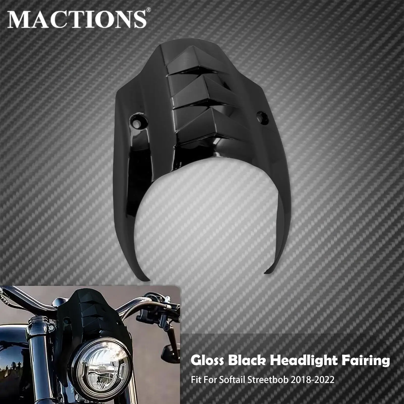 Motorcycle Front Headlight Fairing Gloss Black Headlamp Mask Cover For Harley Softail Street Bob FXBB FXBR 2018-2020 2021 2022