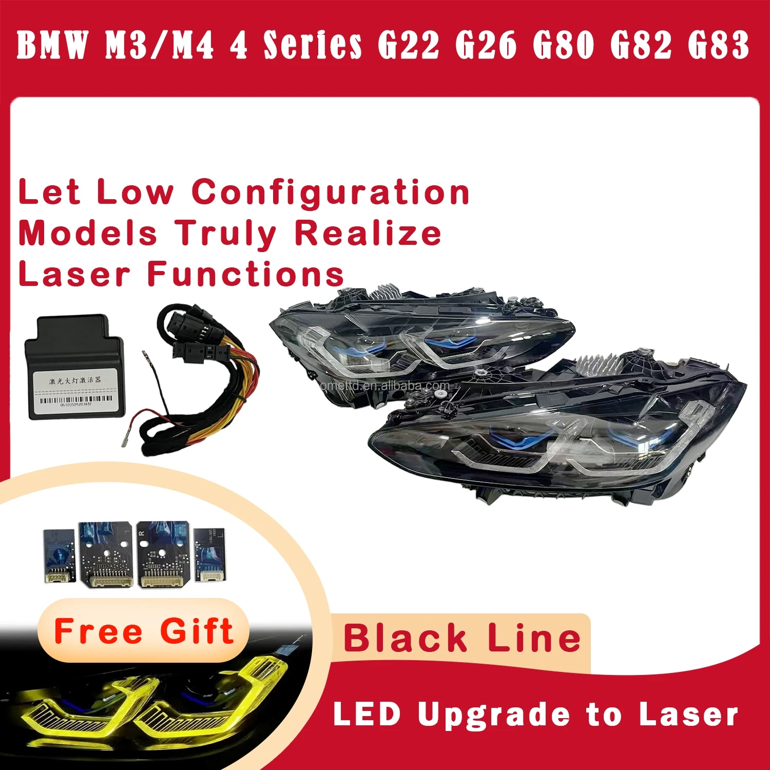 Original Upgrade Laser For BMW 4 Series G83 G26 G22 LED Headlights To M3 M4 G80 G82 Laser Headlight Assembly Black Version