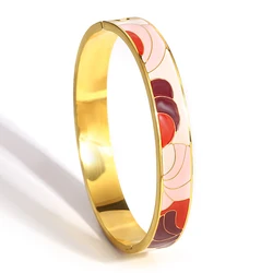 Fashion Colorful Enamel Painted Bracelet Stainless Steel Bracelets Bangles for Women and Men Waterproof Cuff Jewelry Gifts