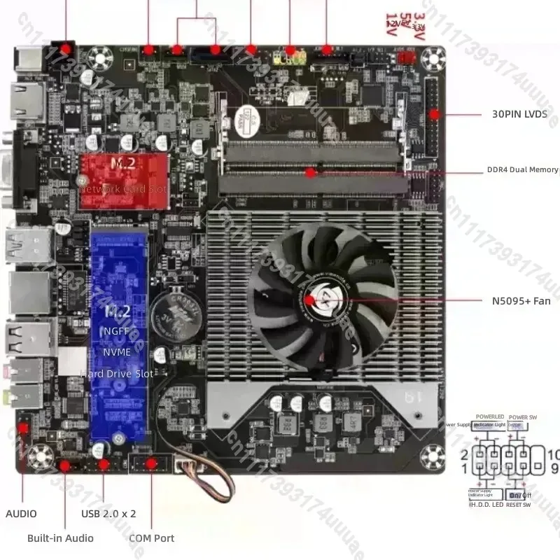N5095 N5105 Quad Core Thin Mini ITX Motherboard Low Power Mainboard for Home Office PC NAS Storage Server Use