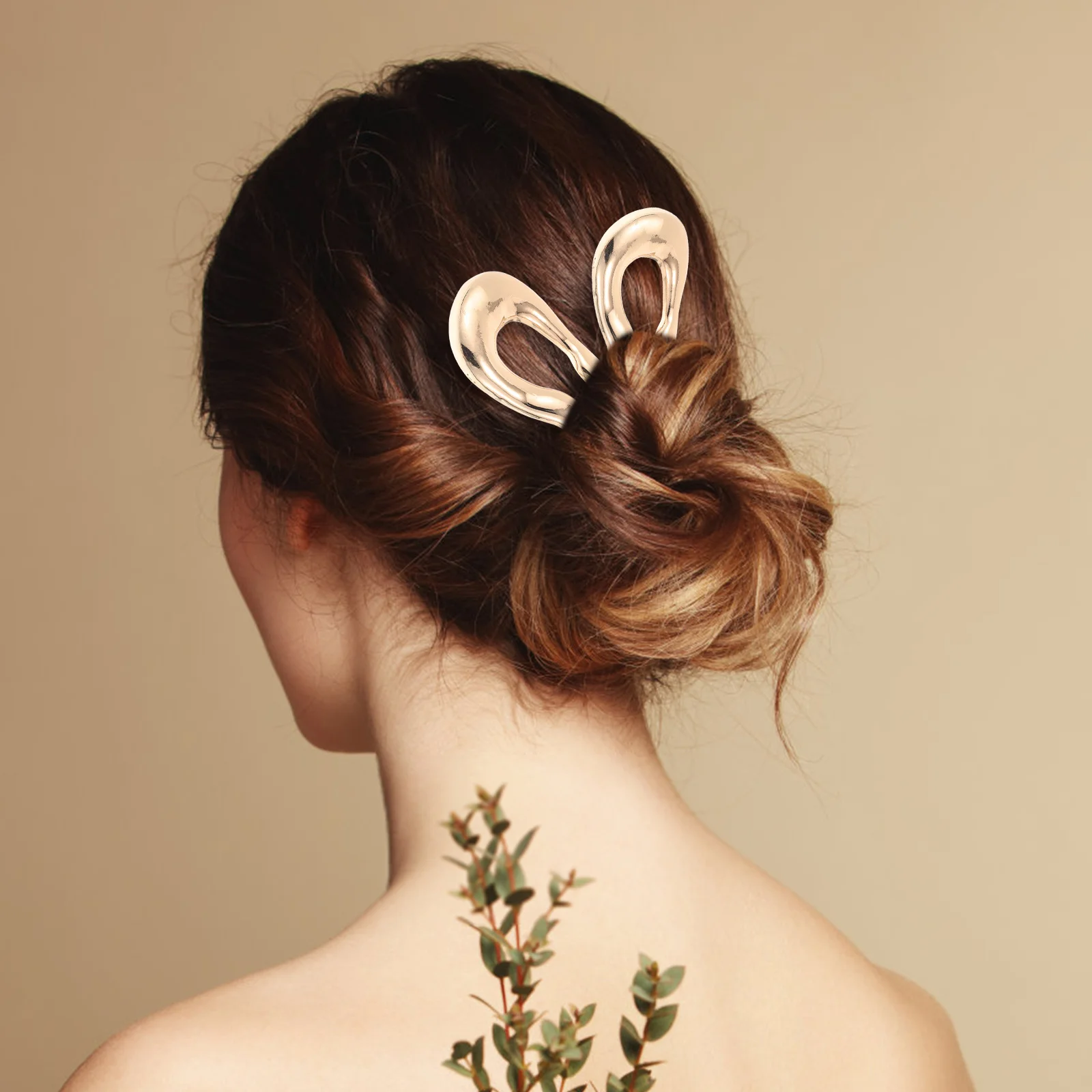 

2pcs Sticks U Shape Wavy Metal Forks For Women French Twist Chignon Pin Bun Holder Long Hair Styling Tool Hair Accessories