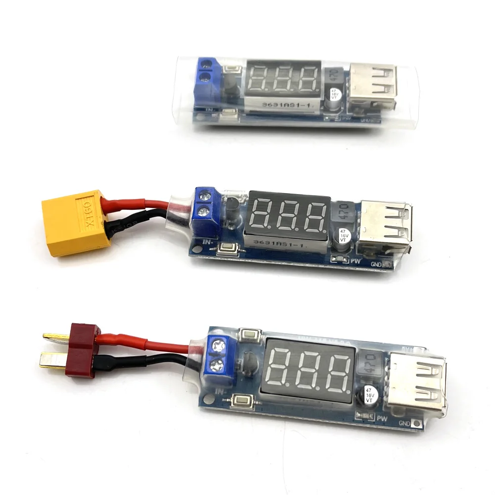 2S-6S Lipo Battery XT60 Plug to USB 2.0 5V 2A Charge Connector Adapter LCD T plug Batteries Remote Contoller module connector