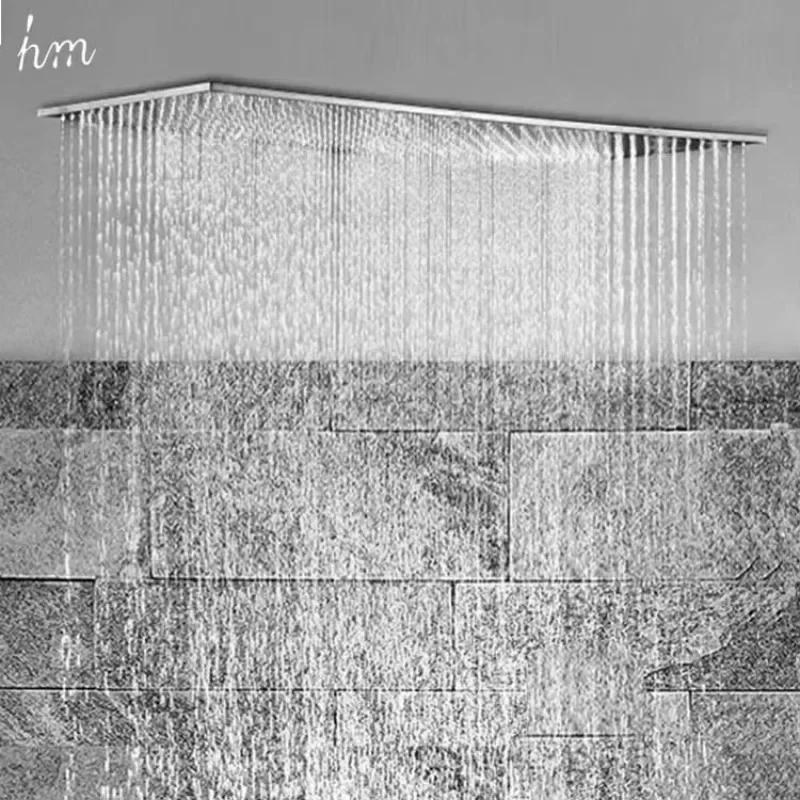 Bathroom Rainfall Shower Faucets 304SS Brushed Panel Hot Sell  Recetangular Large Overhead Shower Ceiling Mounted