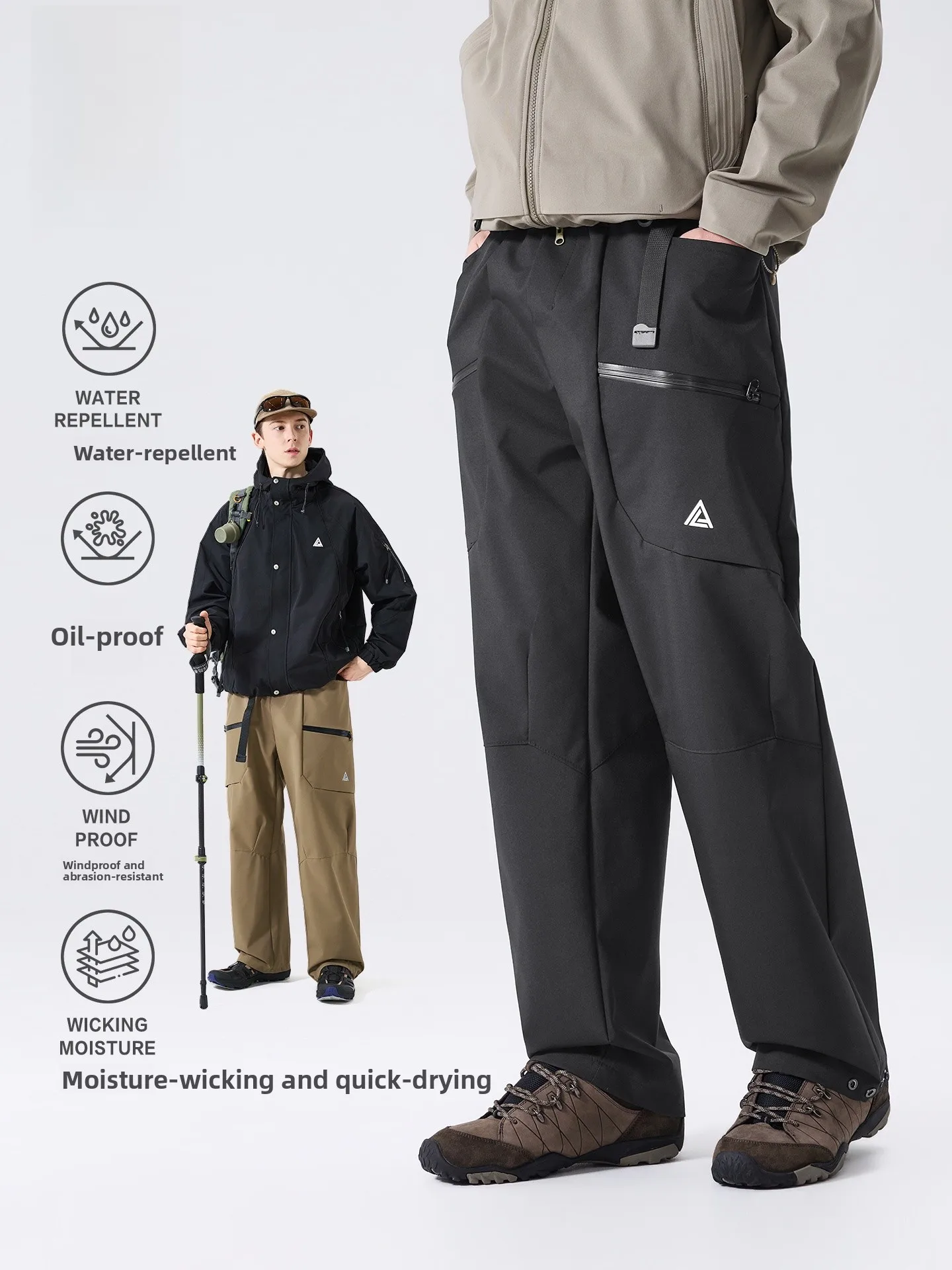 LAZY DAY Outdoor Three-Proof Water-Resistant Soft  Men's Autumn Winter Wear-Resistant Hiking Sports Straight Leg Workwea...