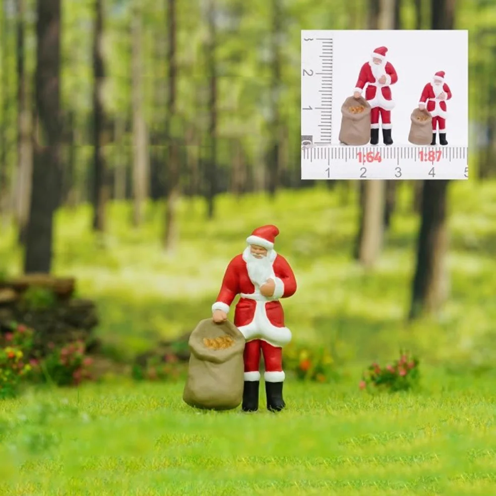 Diorama de resina 1/64 papai noel figuras em miniatura carro brinquedo 1/87 minifiguras modelo natal diy figura brinquedos colecionáveis