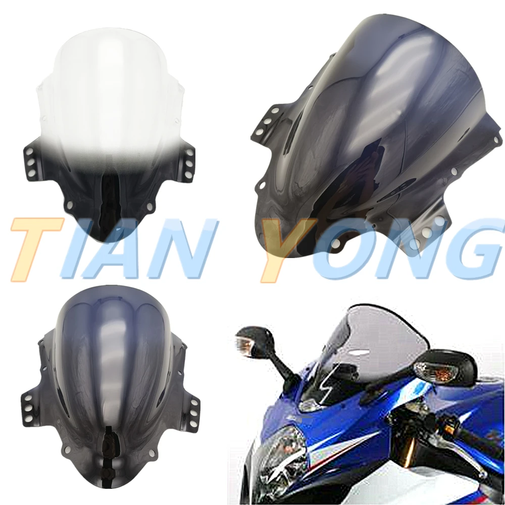 For GSXR1000 GSXR 1000 K5 2005 2006 Motorcycle Accessories ABS Smoke Black Double Bubble Windscreen Windshield Wind Deflector