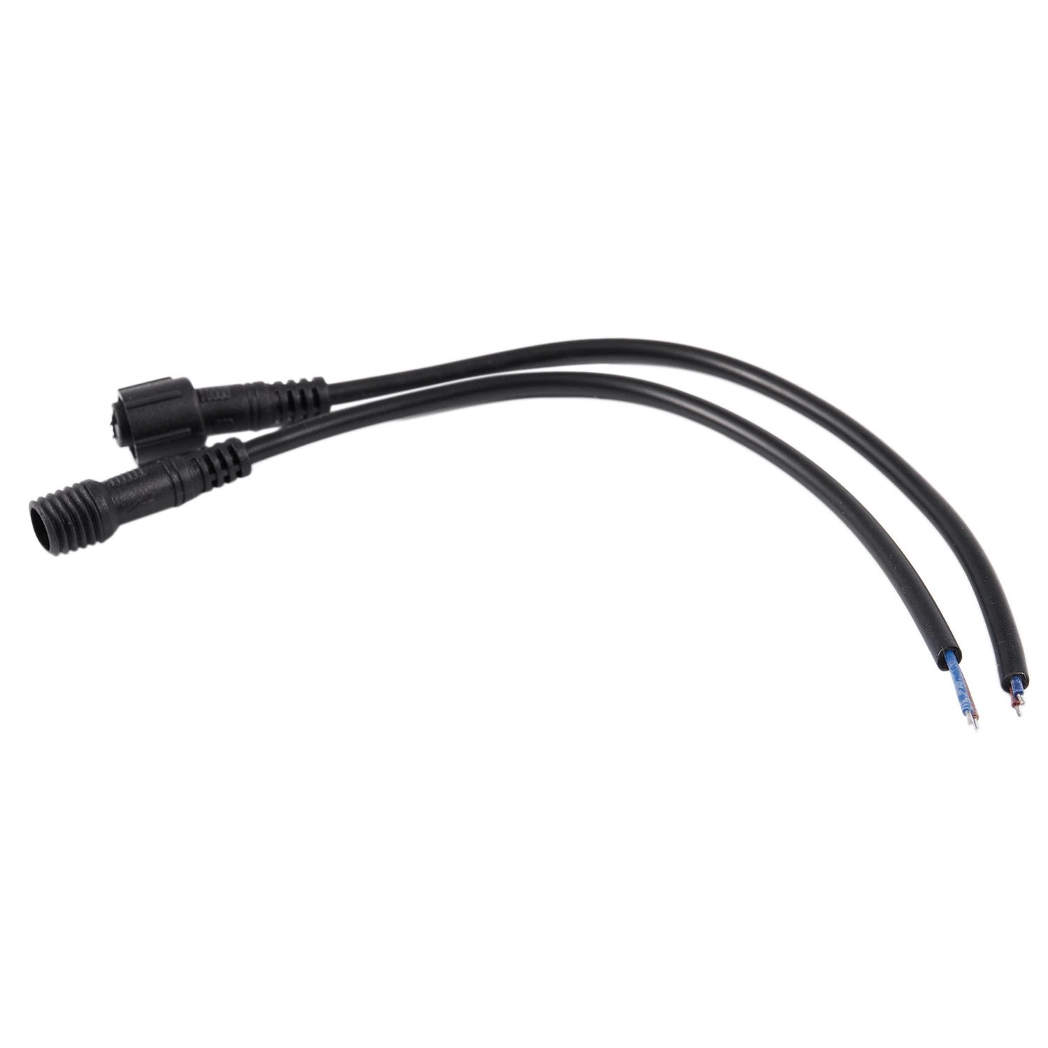 Cable conector LED impermeable, enchufe macho y hembra, 2 pines, negro