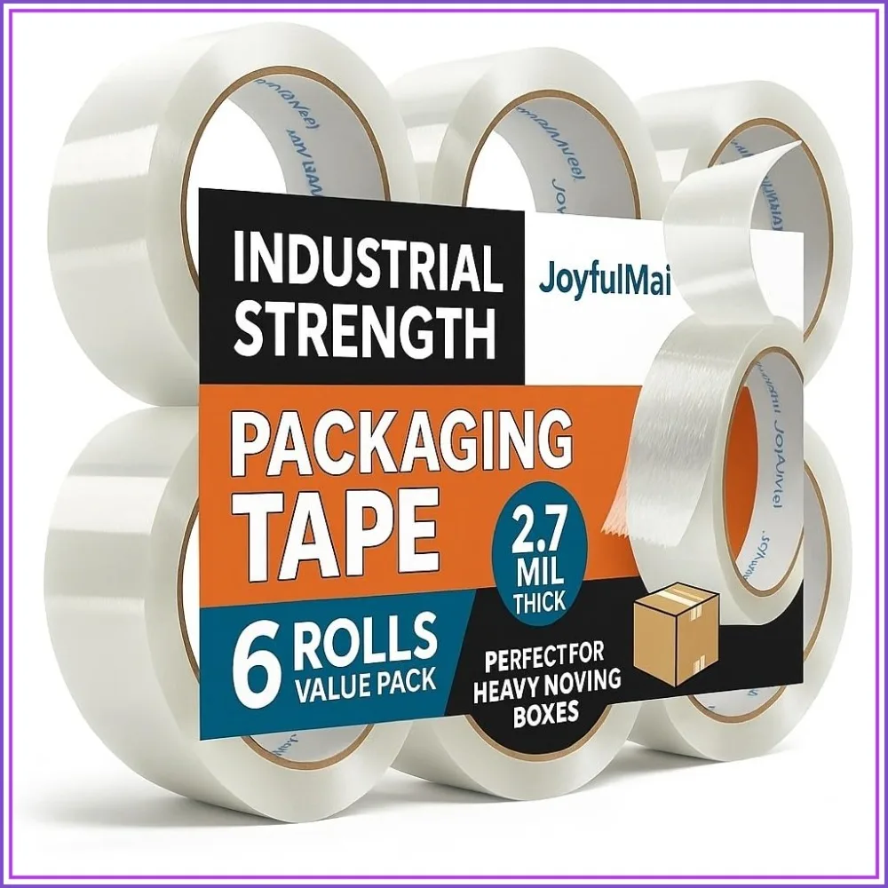 Clear Packing Tape 6 Rolls 1.88in x 65yds per Roll 390 Total Yards, Strong Adhesive Shipping Tape for Box Sealing, Moving, Packaging, Thicker 2.7Mil
