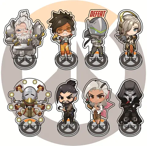 Overwatch 2 10cm Acrylic Stand Figures Zenyatta , McCree & D.Va Game Collectible Merchandise Desktop Decoration Fan Gift