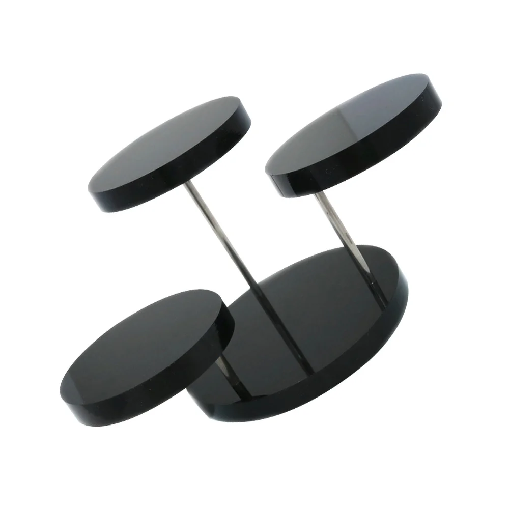 

Easy Clean 3 Layers Circular Acrylic Ring Display Stand Black Jewelry Organizer Safe Durable Unique Design Jewelry Display Stand