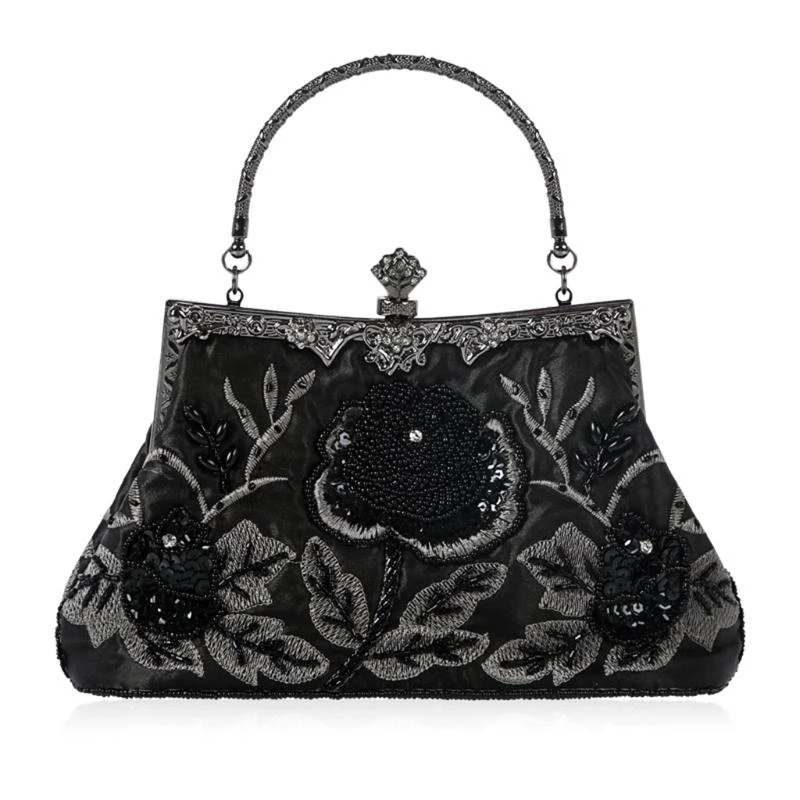 

G5AE Elegant Frame Women Formal Beaded Evening Purses and Handbags Bridal Sequins