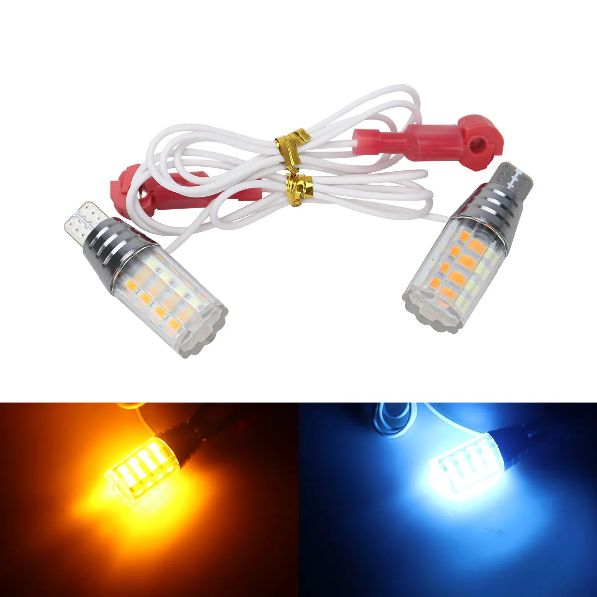 

2PCS Motorcycle LED Bulbs 3014 48SMD T15 W16W Two-Color Turn Signal Lights Super Bright Width Indicator Light Universal