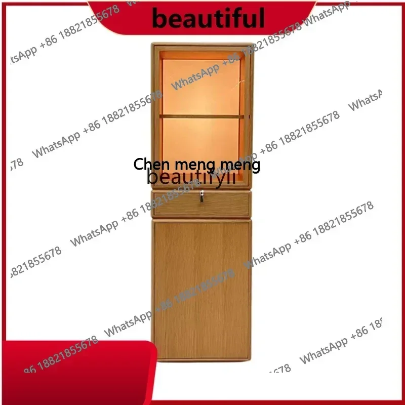 

Italian light luxury solid wood wine cabinet living room, locker storage modern simple study rotating bookshelf shelf H