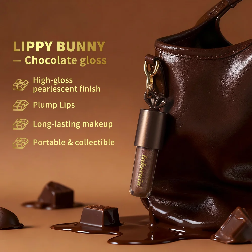 Long lasting Moisturizing Lip Gloss with Bunny Keychain Lip Stain LIPPY BUNNY Plump Lips Chocolate Glow Cosmetics Makeup