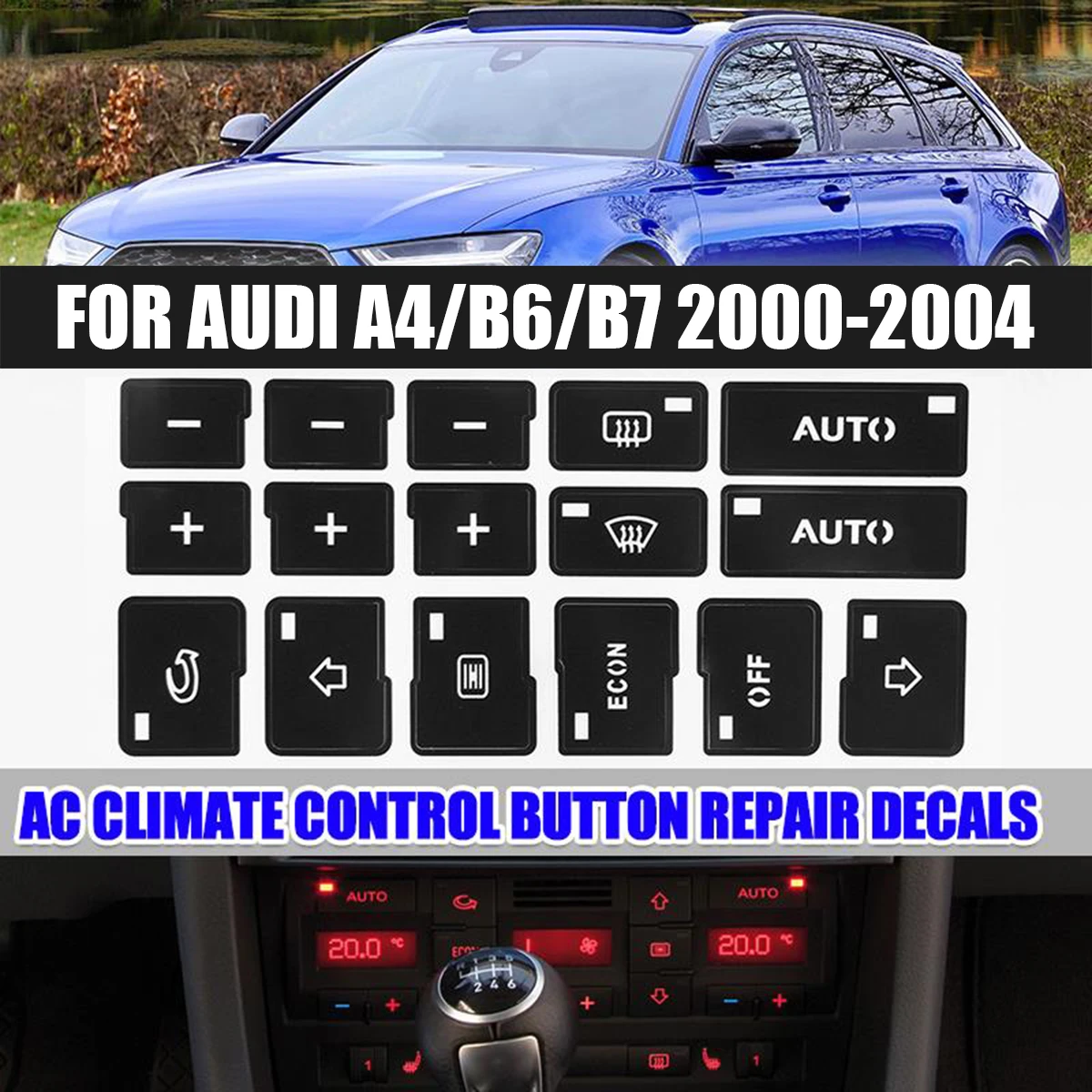 1 Pcs Car Air Condition Radio + AC Climate Control Button Repair Stickers Decals For Audi A4 B6 B7 2000 2001 2002 2003 2004