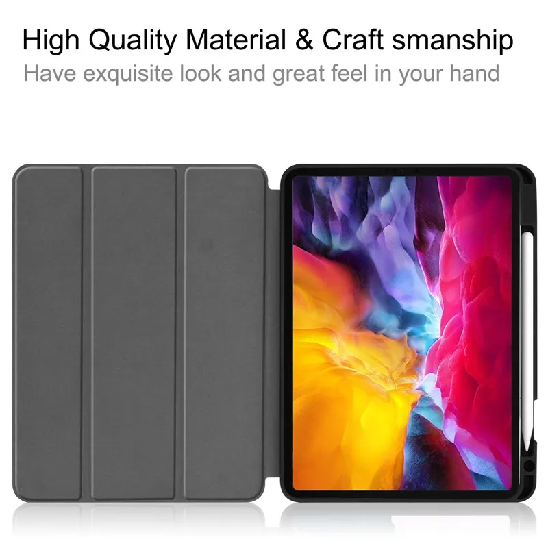 Para iPad Pro 2021 Funda 11 Funda magnética triple para Funda iPad Pro 11 2021 2020 Funda con portalápices Funda inteligente de cuero