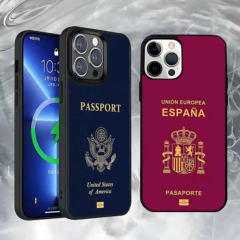 

Travel Espana Passport Phone Case For iPhone 17,16,15,14,13,12,11,Pro,Max,Plus,Mini,SE4,E Magnetic Magsafe Wireless Charging