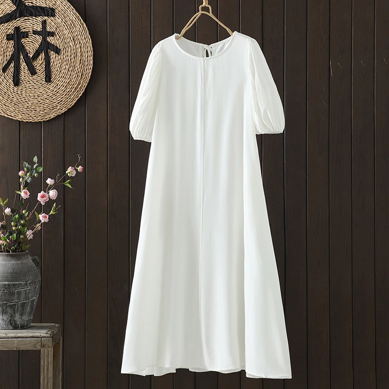 

Элегантное однотонное облегающее платье, женское свободное длинное платье с круглым вырезом и короткими рукавами, новое летнее повседневное офисное женское платье