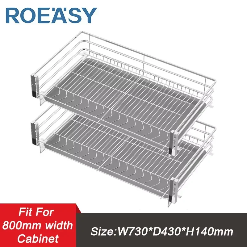 

【CHIMU HOME】 For Iron Full Overlay Double Pull Basket 3-Side Flush Mount Soft Close Eco Friendly for Kitchen Bathroom Outdoor