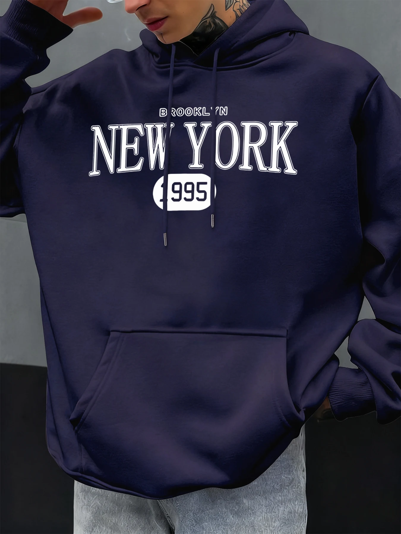 New York Brooklyn 1995 Print Herren Hoodie Herbst Casual Hoody All-Match Fleece Hoodies Bequeme Tops Vintage Männliche Streetwear