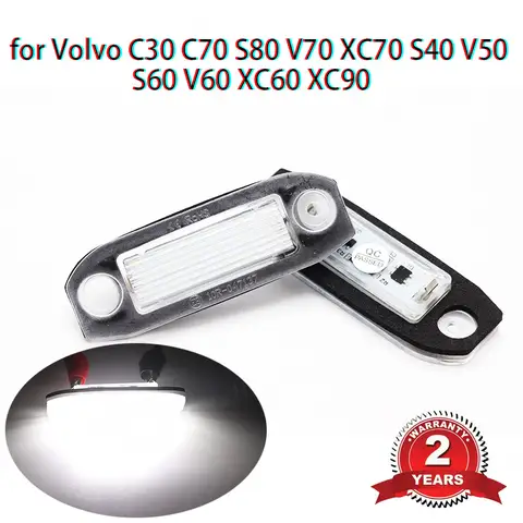 Canbus LED 번호판 빛 볼보 S80 XC90 S40 V60 XC60 S60 C70 XC70 V70 화이트 자동차 스타일링 번호 램프