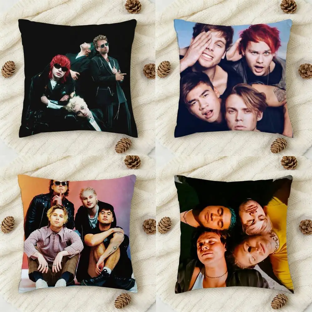 

5 5SOS S-Seconds of S-Summer Double-sided Printed Square Decorative Cushion Cover for Sofa Living Room Home Decor
