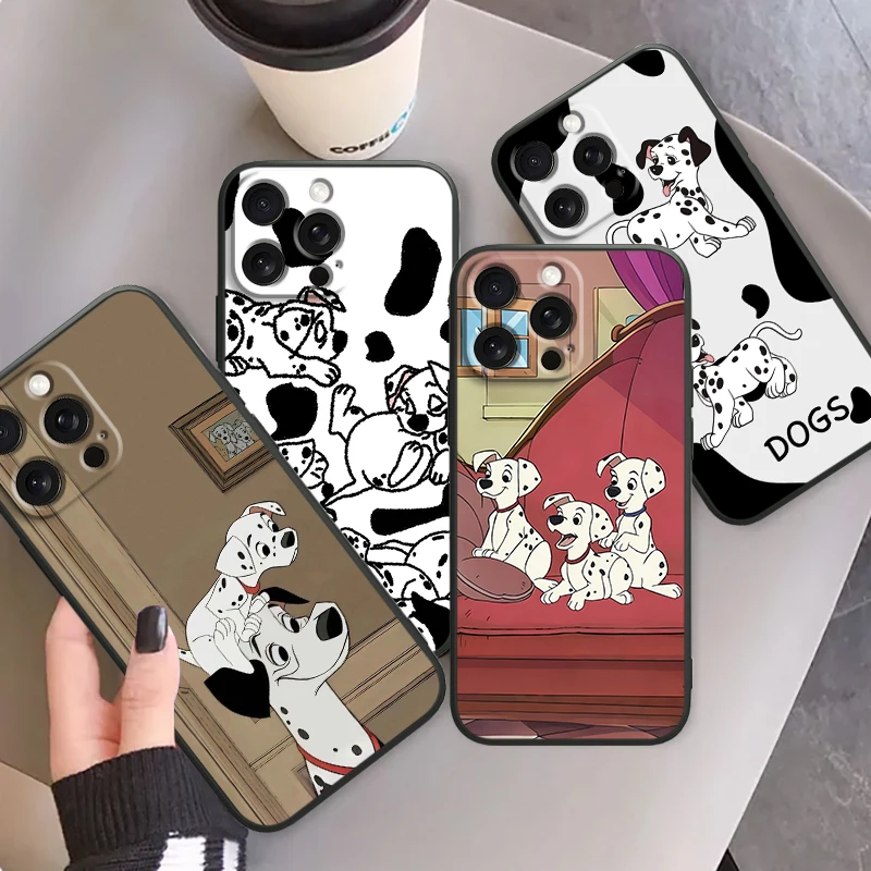 101 Spotted Dog Disney Cute For iPhone 15 14 13 12 11 XS XR X 8 7 SE Pro Max Plus Mini Black Cover Phone Case