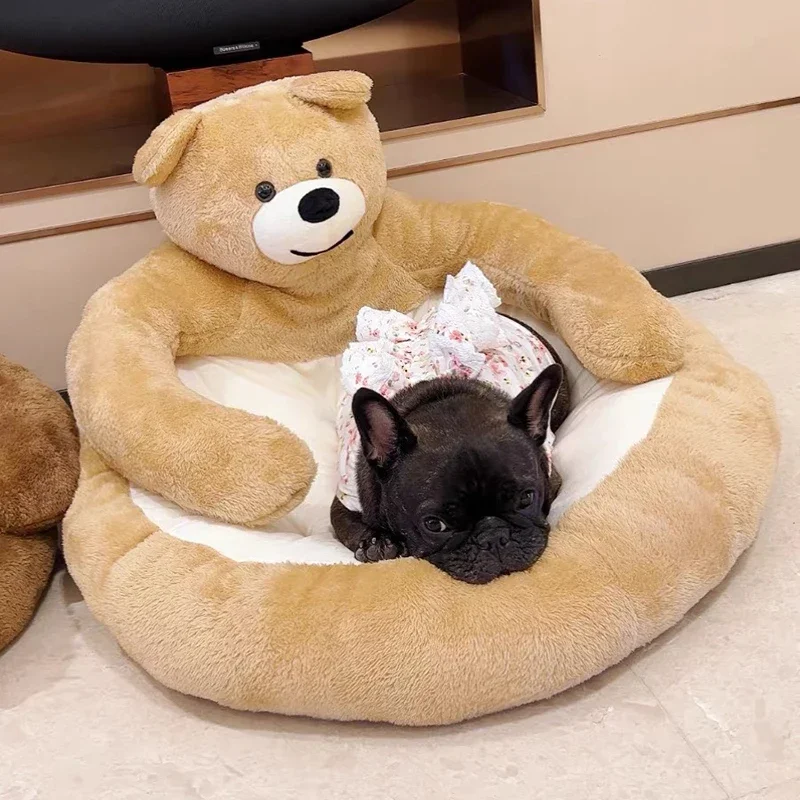 Imagem -02 - Cão de Pelúcia Gigante Urso Cama Inverno Médio Pet Gato Móveis Almofada Cachorro Sofá Dormir Colchão Pet Fornecimentos