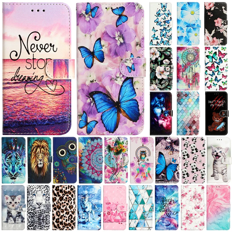 For iPhone SE 2022 Case on iPhone SE 2022 2020 Cover Printed Leather Flip Phone Case for iPhone 8 7 Plus 6 6S Wallet Cases Capa