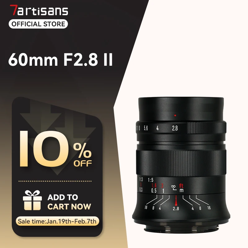 7artisans 60mm F2.8 Mark II APS-C Macro Lens For Sony E ZVE10 Nikon Z Z6II Fuji XF Canon RF R6 Micro 4/3 GH1/GH2 Leica T TL SL