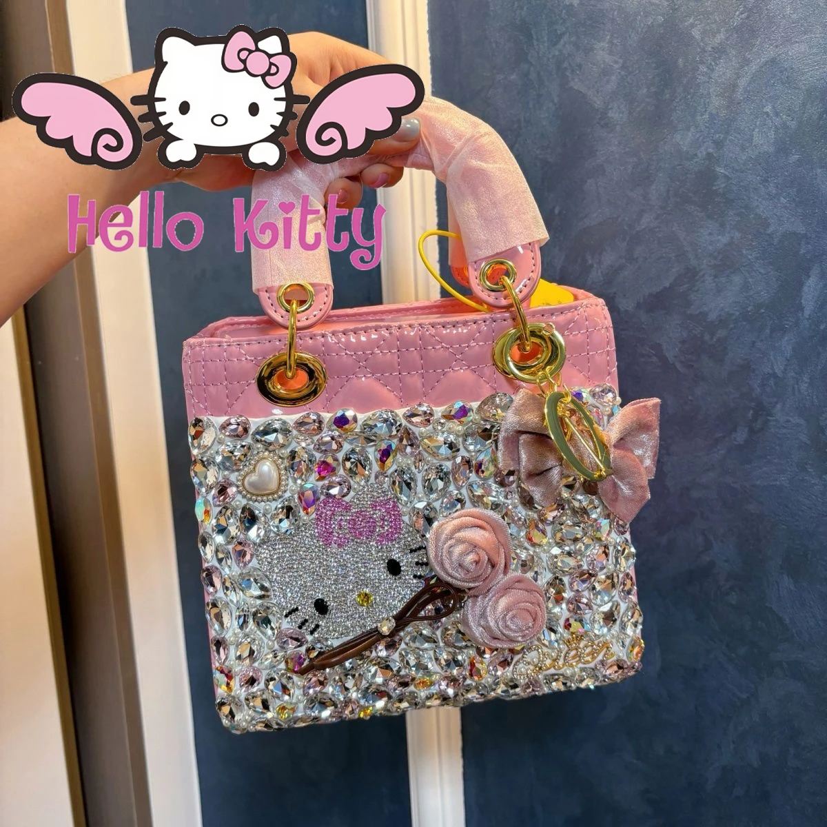 

Sanrio Hellokitty Diamond handbag MINISO affordable luxury diamond inlaid fashion Versatile crossbody bag High Beauty Girl's Bag