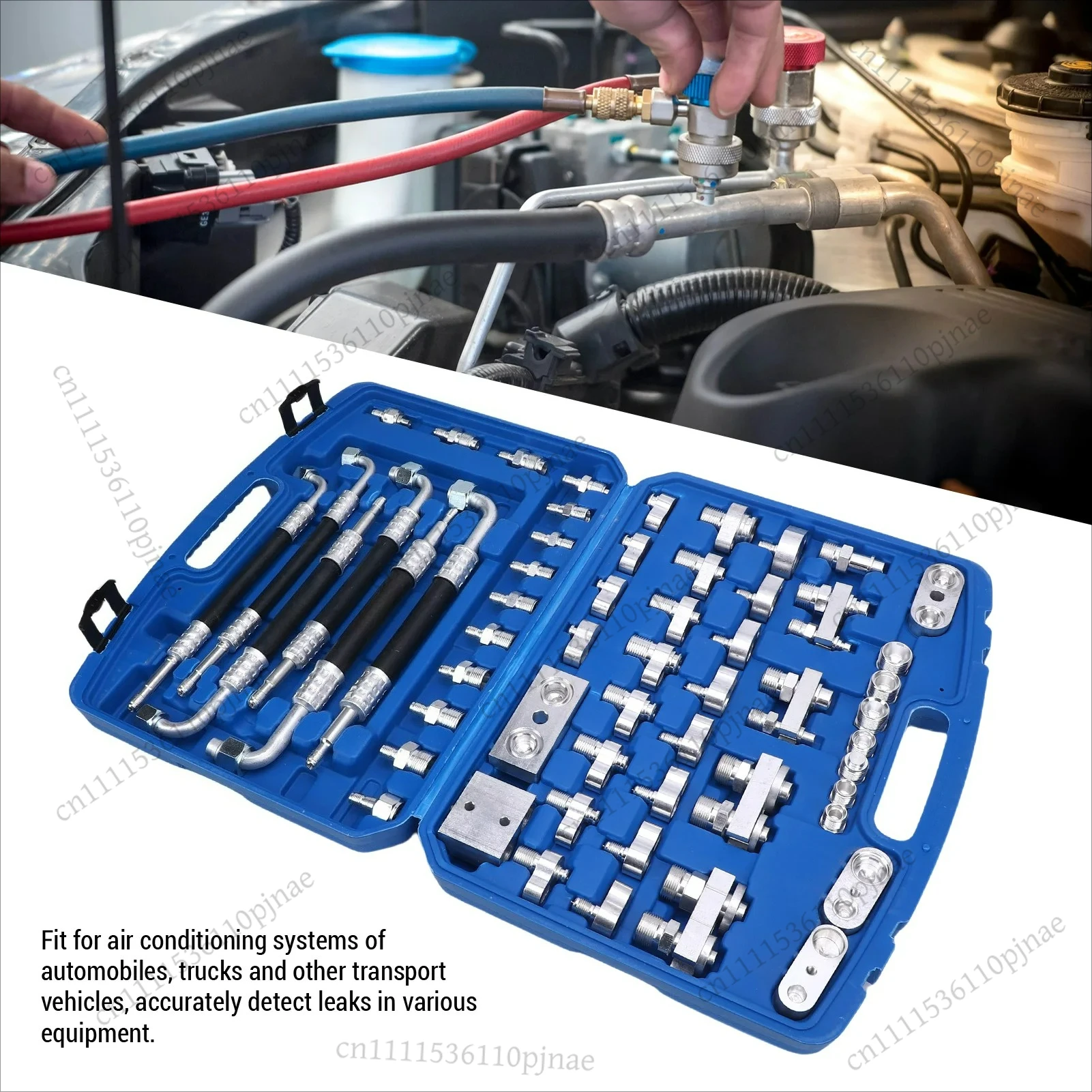 

Air Conditioner Leak Detection Tool Repair Kit for Car Truck Auto AC 56pcs/Set Automotive Air Conditioning Leak Test Kit Brass